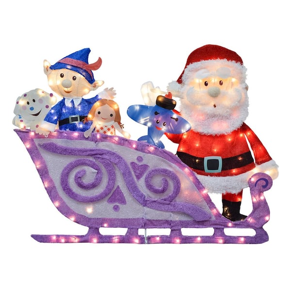 3.5ft Tall Santa and Misfit Toys 2D Pre-Lit Yard Art PW-16366 - The ...