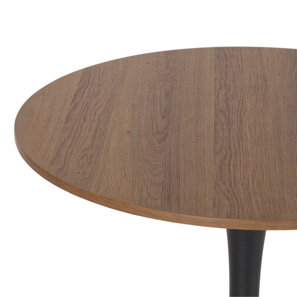 Contemporary Round Marble & Wood Bistro Dining Table