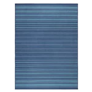 Basic Layne Modern Stripe Navy Blue Blue 6 ft. x 9 ft. Machine Washable Area Rug