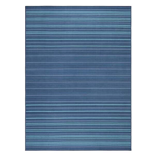 TOWN & COUNTRY LIVING Basic Layne Modern Stripe Navy Blue Blue 6 ft. x 9 ft. Machine Washable Area Rug