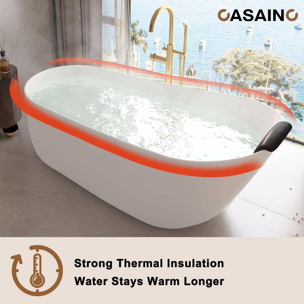66.9'' Matte White Solid Surface Freestanding Bathtub