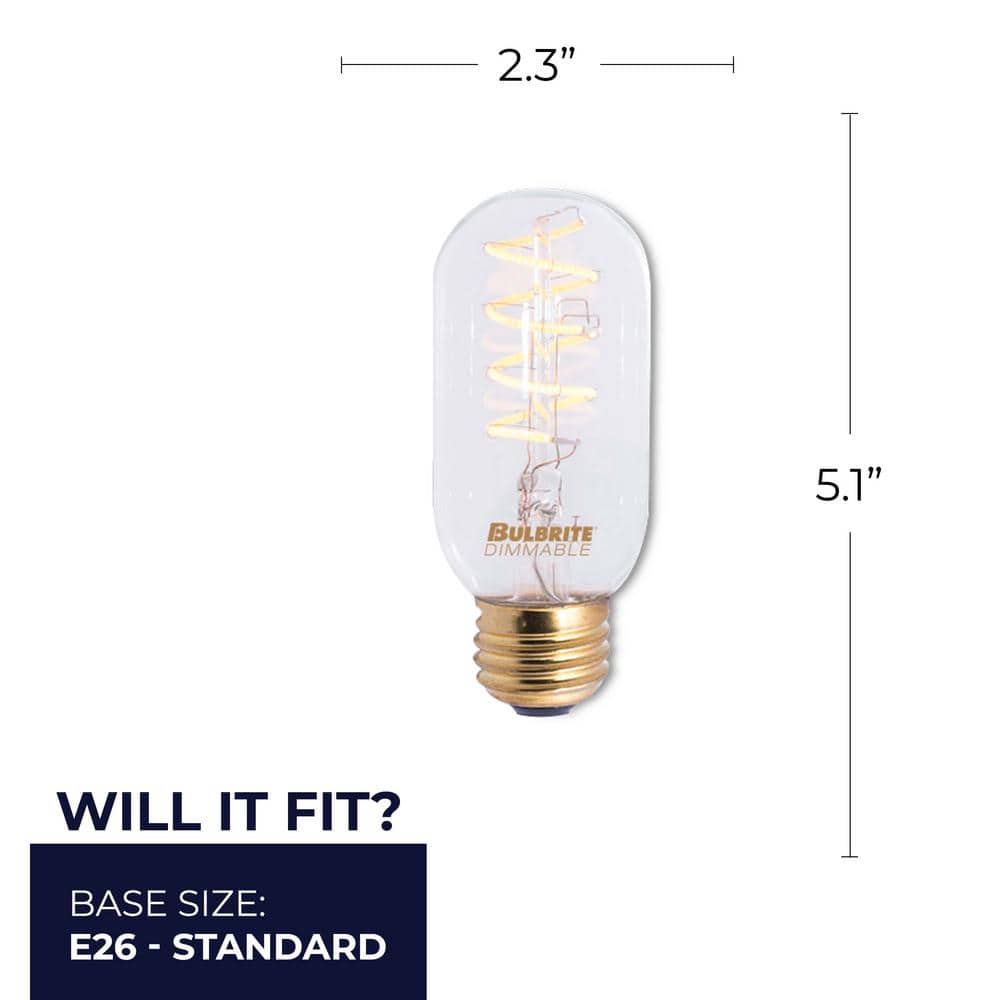 Amber Dimmable LED T14 Decorative Light Bulbs, 2 Pack