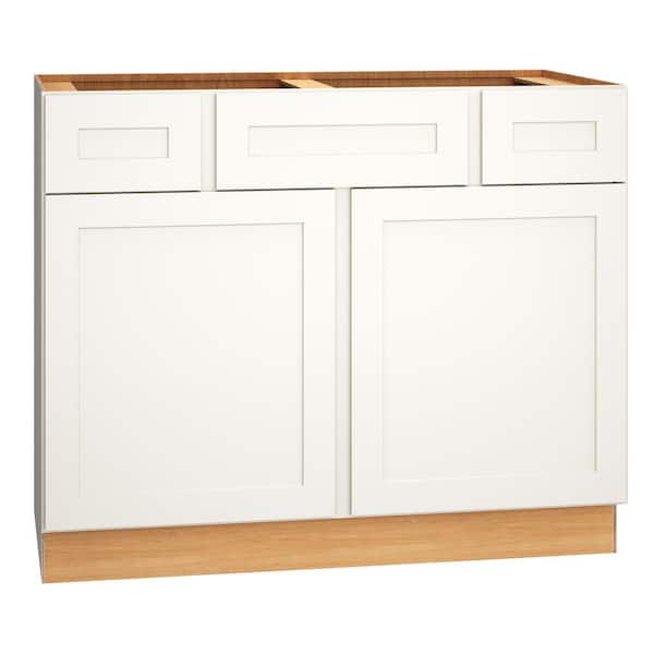 Quickship Cottage 42 in. W x 21 in. D x 34.5 in. H Assembled Plywood Shaker Bath Sink Base Cabinet in White