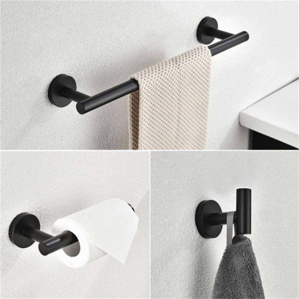 Matte Black Stainless Steel 3-Piece Bathroom Hardware Set