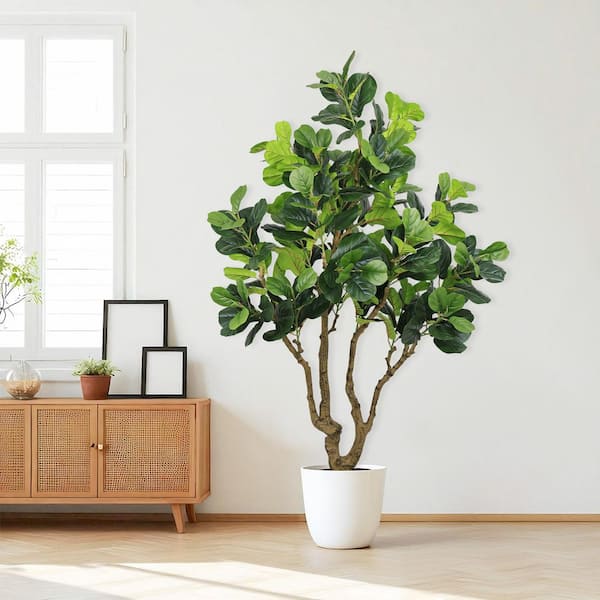 7 ft. Artificial Banyan Tree with Black Pot, Natural Trunk and Lifelike Leaves
