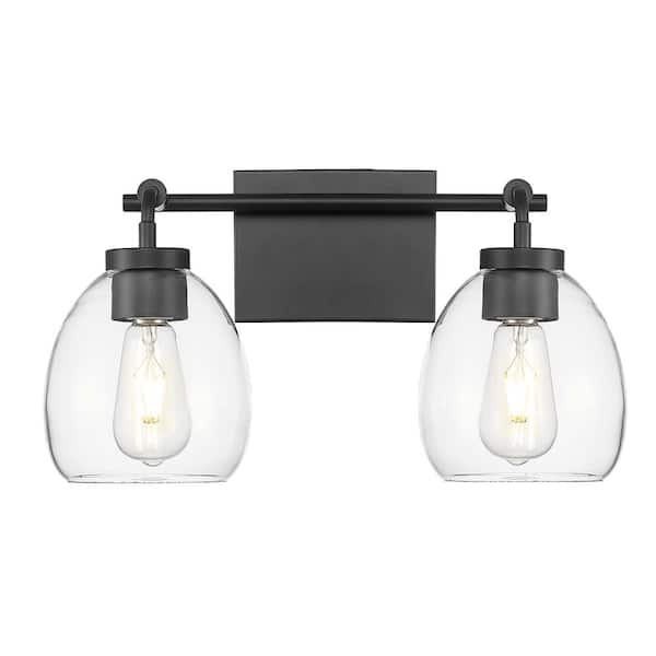 Acclaim Lighting Dawes 16 in. Matte Black 2-Light Vanity With Clear Glass Globes