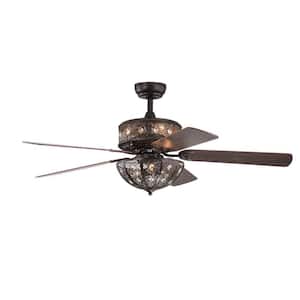 Milly 52 in. 6-Light Indoor Bronze Remote Controlled Ceiling Fan with Light Kit