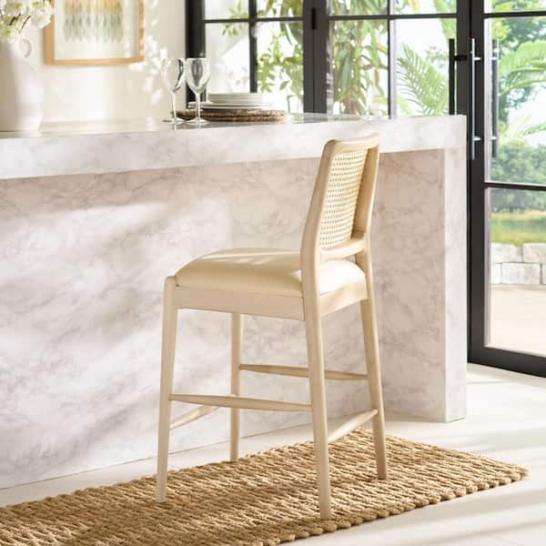 Reinhardt 40.6 in. H White/Ivory Wood Bar Stool