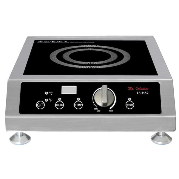 SPT 14.1 in. 3400-Watt Tempered Glass Induction Commercial Cooktop in Black with 1 Element