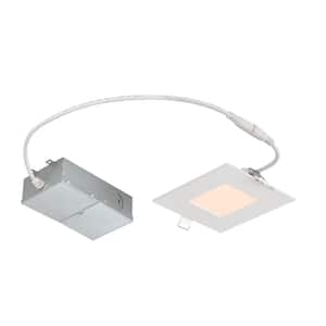 Slim Square 4 in. 2700K Warm White New Construction and Remodel IC Rated Recessed Integrated LED Kit for shallow ceiling