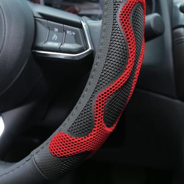 FH Group Universal Leather Car Steering Wheel Cover with Silicone