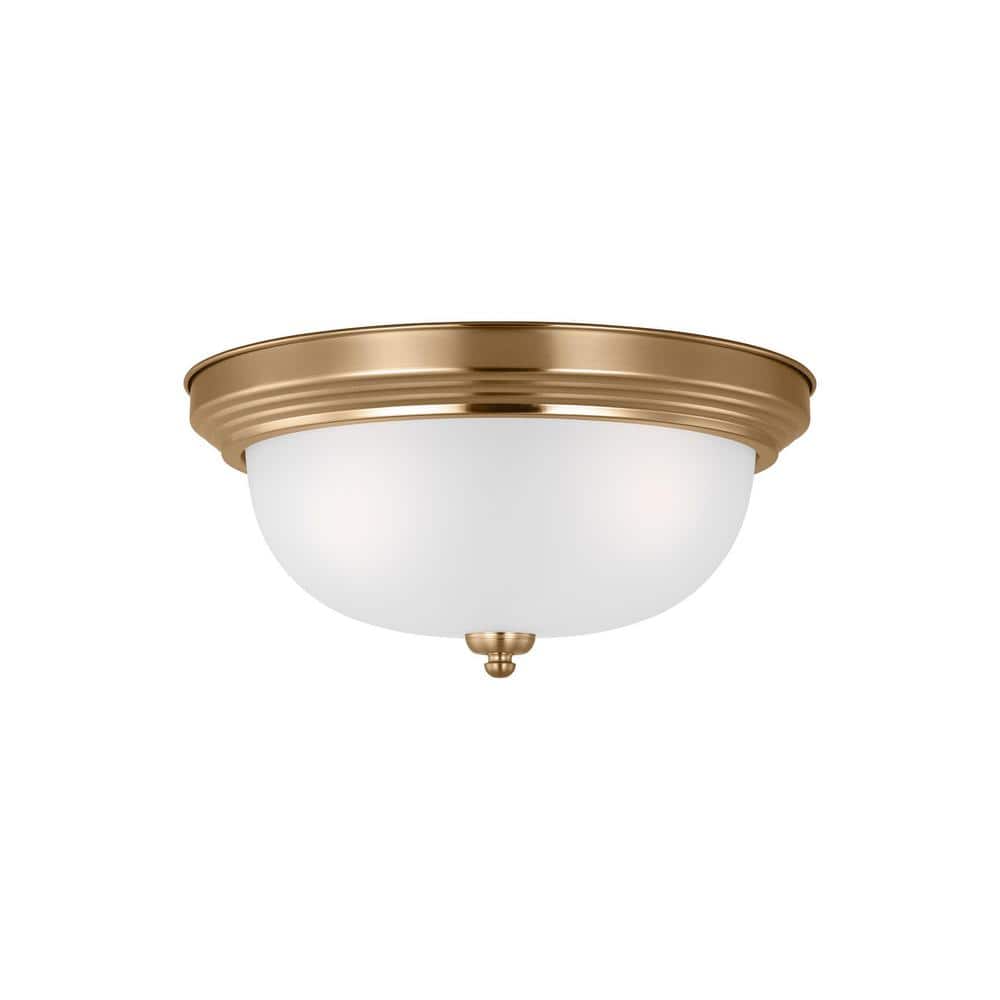 Geary 3-Light Satin Brass and Glass Flush Mount