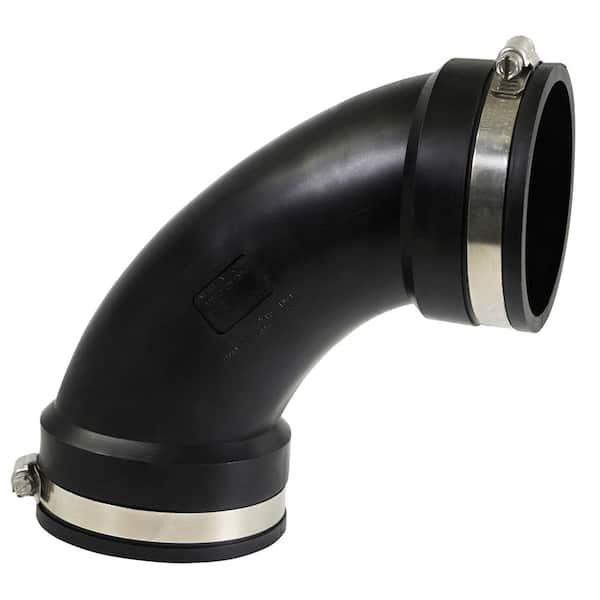 PLUMBFLEX 3 in. 90-Degree Pvc Flexible Elbow Coupling with Stainless Steel Clamps