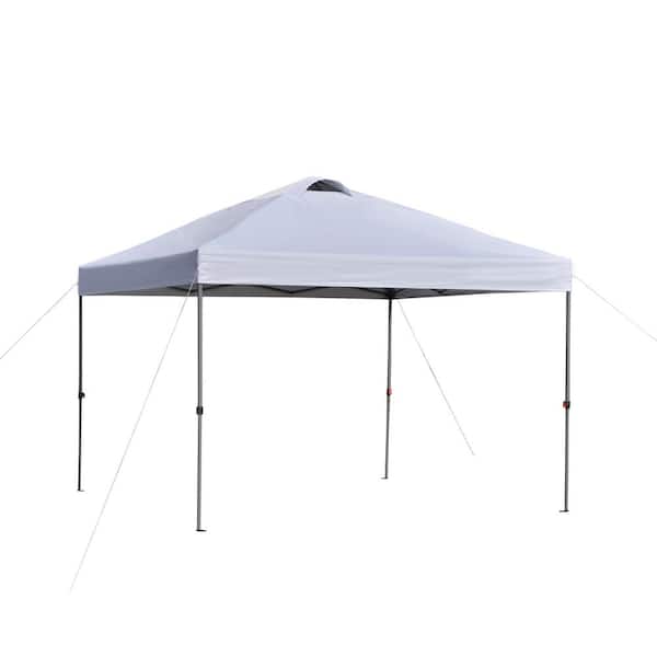 Outdoor 10 ft. x 10 ft. Pop Up Canopy Tent with 3-Level Adjustable Height, Wheeled Carry Bag, Top Vents in White