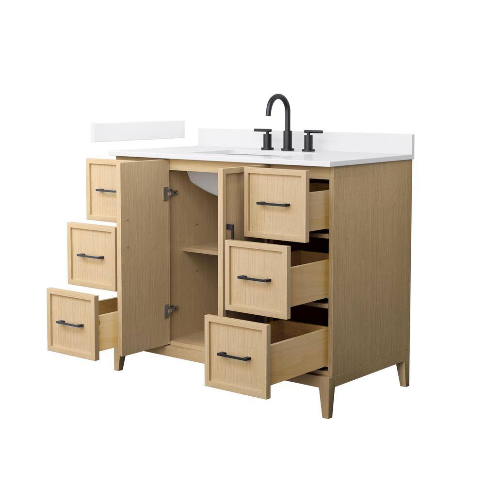 Elan 42'' White Oak Single Bathroom Vanity with Quartz Top