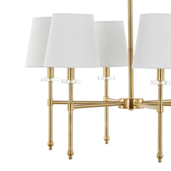 JONATHAN Y Cillian 27 in. 6-Light Brass Gold/Clear Mid-Century