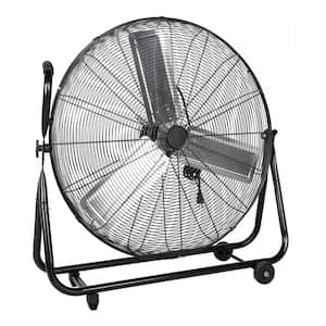 30 in. 3-Speed High Velocity Floor Fan Black with Roll Booster, 360° Adjustable Tilt and Portable Design