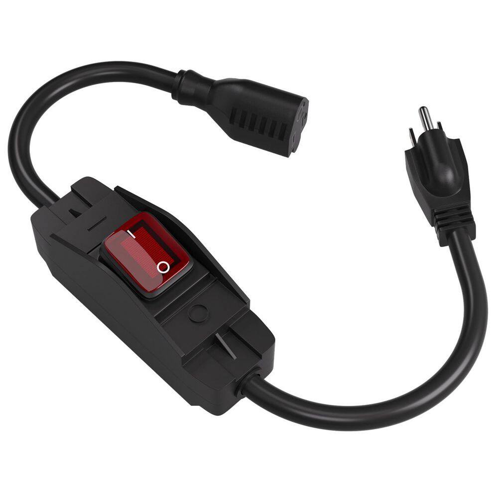 1.5 ft. 14 / 3 15A 125V Ground Plug Outdoor LED Switch Power Cable with Outdoor Rated with Flexible Vinyl Jacket, Black price history on PriceWatchPro