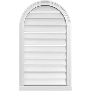 22 in. x 38 in. Round Top Surface Mount PVC Gable Vent: Functional with Brickmould Sill Frame