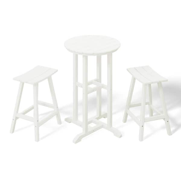 WESTIN OUTDOOR Laguna 3-Piece HDPE Weather Resistant Counter Height Outdoor Patio Bistro Set, White