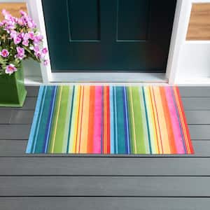 26 in. x 42 in. Multicolor Stripe Layering Door Mat