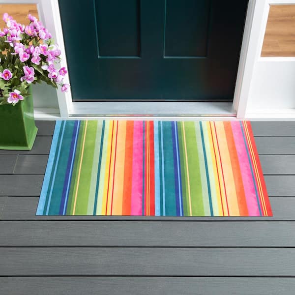 Evergreen 26 in. x 42 in. Multicolor Stripe Layering Door Mat