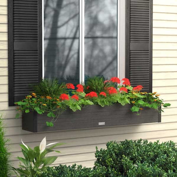 Horizon 60 in. x 10 in. x 9 in. Charcoal Plastic Vinyl Window Box
