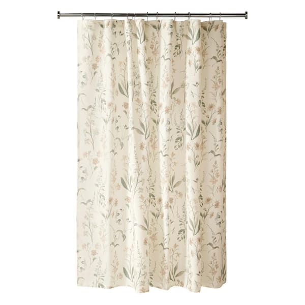 72 in. W x 72 in. L Timeless Floral Polyester Shower Curtain in Natural
