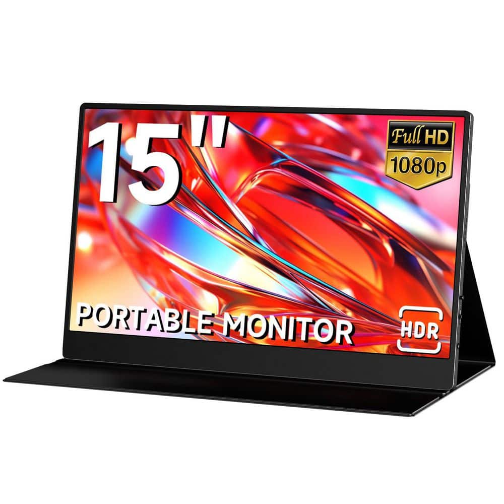 15 in. FHD 1080P Portable Monitor USB-C HDMI HDR IPS with Speakers and Smar