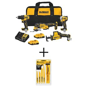 ATOMIC 20V MAX Cordless Brushless 4 Tool Combo Kit, Bi-Metal Recip Saw Blade Set w/Case (16 PC), and (2) 2.0Ah Batteries