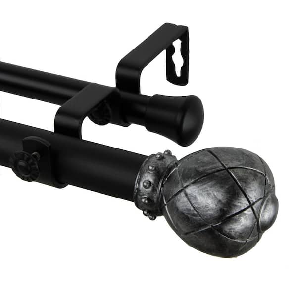 Rod Desyne Supreme 160 in. - 240 in. Adjustable 1 in. Dia Double Curtain Rod in Black