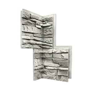 Stacked Stone Arctic Smoke 24 in. x 12 in. Faux Stone Siding Inside Corner Panel