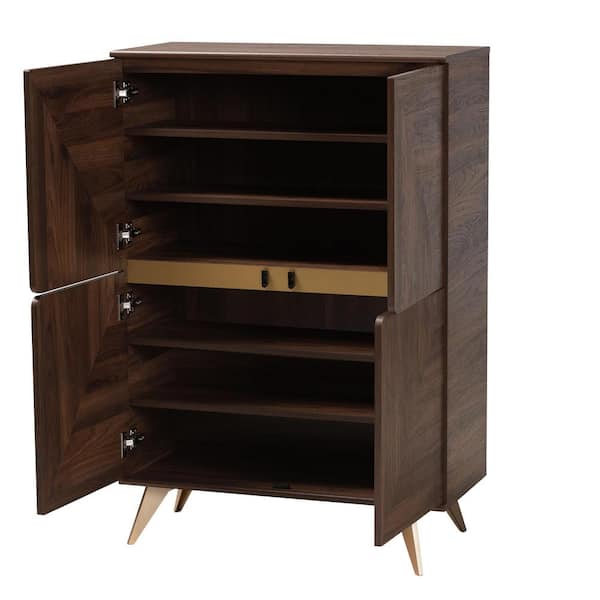 Baxton Studio Graceland 31.5 in. W x 46.1 in. H Walnut Brown and