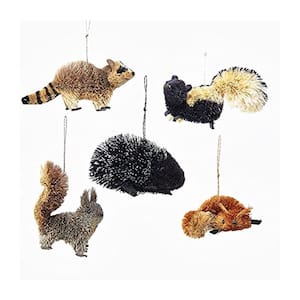 Buri Woodland Straw Animal Decorative Holiday Ornament Set (5 Pack)