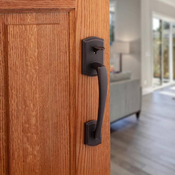 Prescott Door Handleset Only with Tustin Door Handle in Venetian Bronze