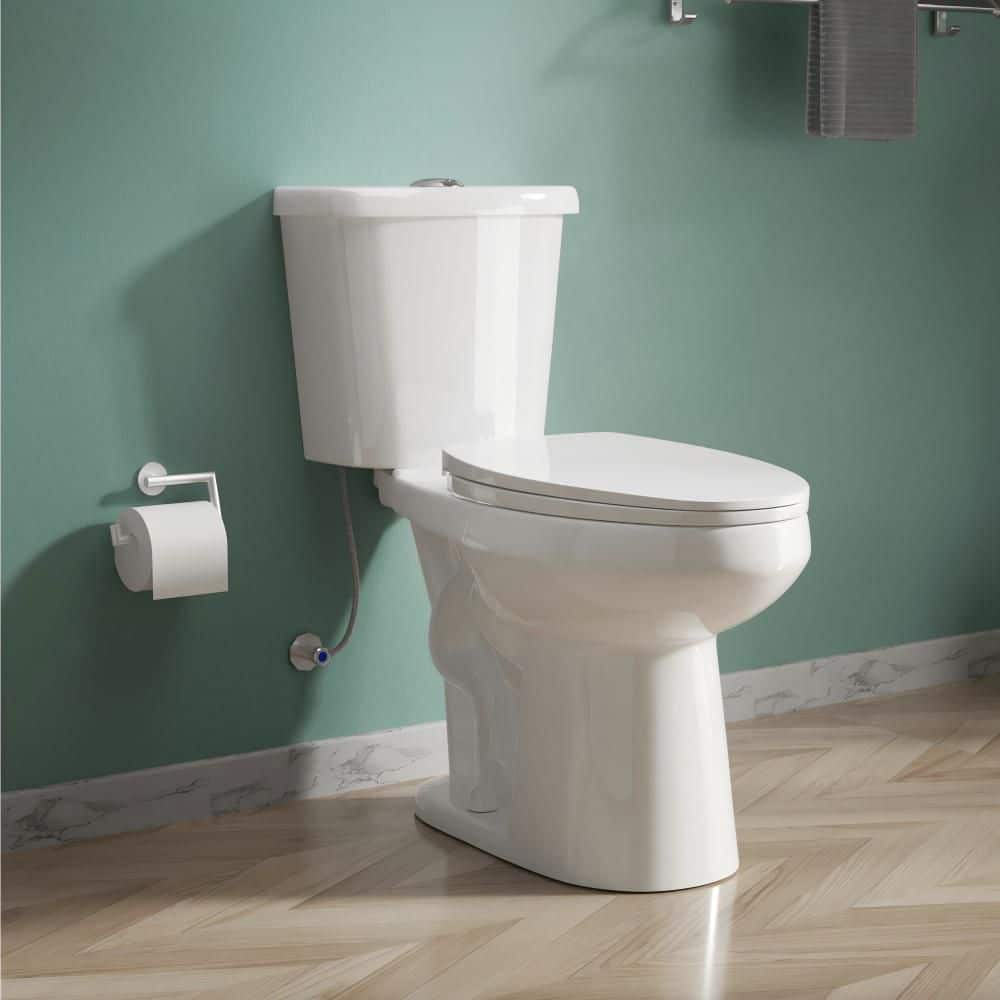 Senior Friendly Dual Flush Toilet 1.1/1.6 GPF Elongated 19 in Tall Height 2-piece Toilet in White with Seat Easy Access price history on PriceWatchPro