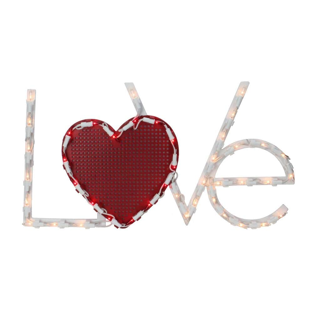 Northlight 9 in. H x 17 in. L Lighted Love with Heart Valentine's Day Window Silhouette