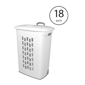 White Laundry Hamper With Lift-Top, Wheels, And Pull Handle (18-Pack)