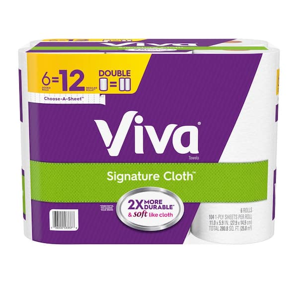 Viva Signature White Cloth Paper Towel Roll (104-Sheets Per Roll 6-Rolls Per Pack)