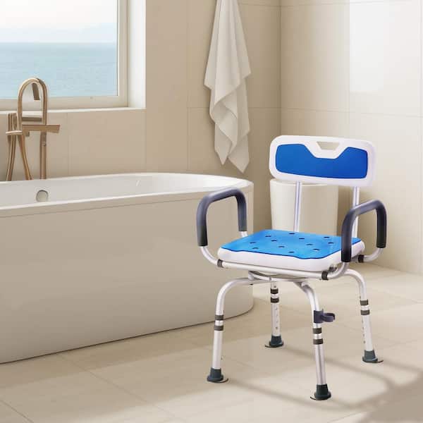 Shower Chair 360° Swivel Tub Shower Seat with Armrests & Backrest 400 lbs. Capacity