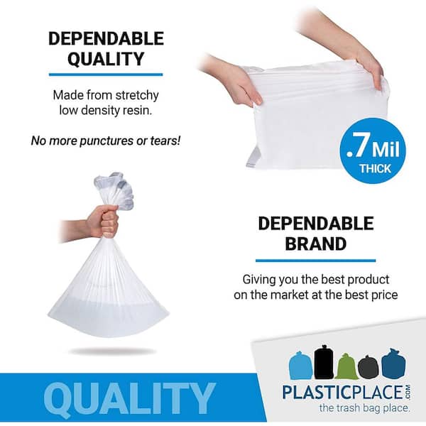 Plasticplace 16.5 in. x 18 in. 2.6 Gal./10 Liter l White Drawstring Garbage  Liners simplehuman* Code R Compatible (50 Count) TRA275WH - The Home Depot
