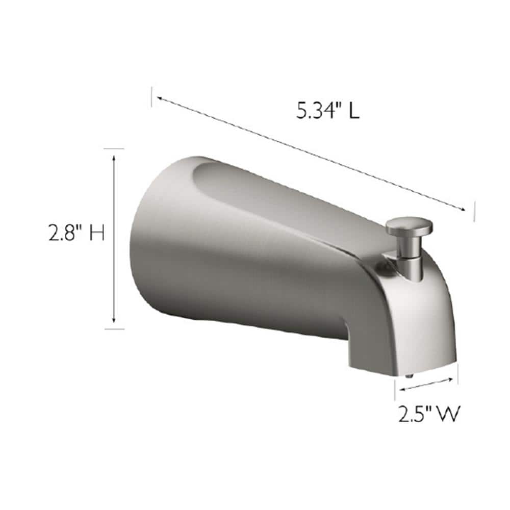 Satin Nickel Wall Mounted Tub Spout with Diverter