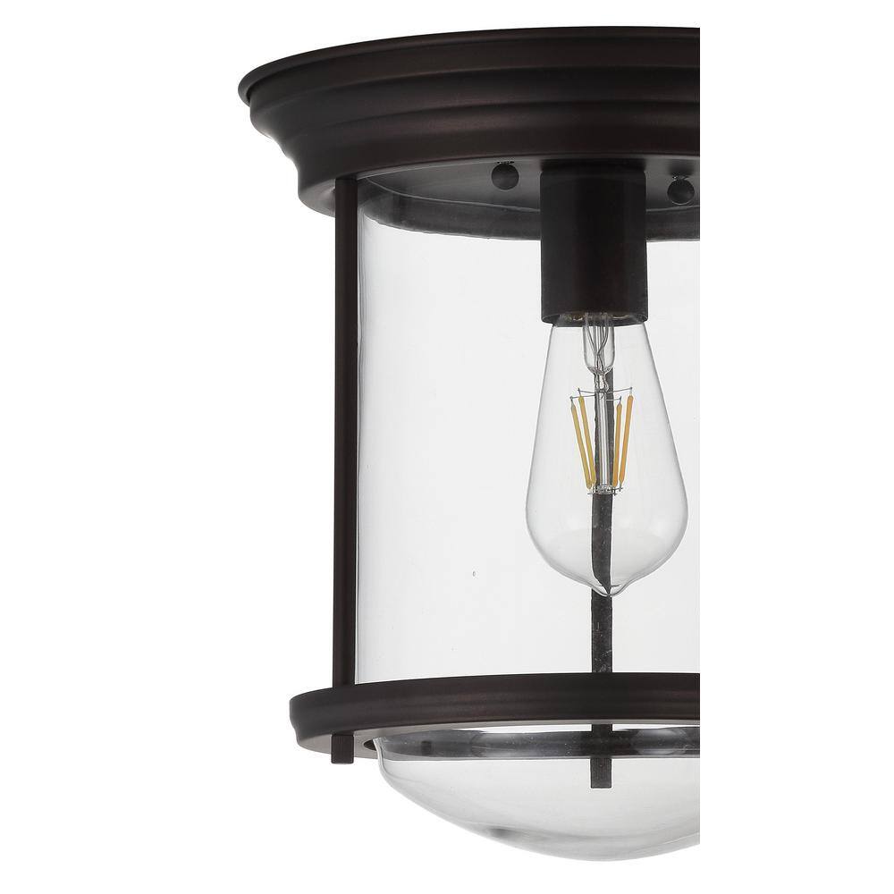 Harbor-Inspired 10.25" Oil Rubbed Bronze Glass LED Ceiling Light