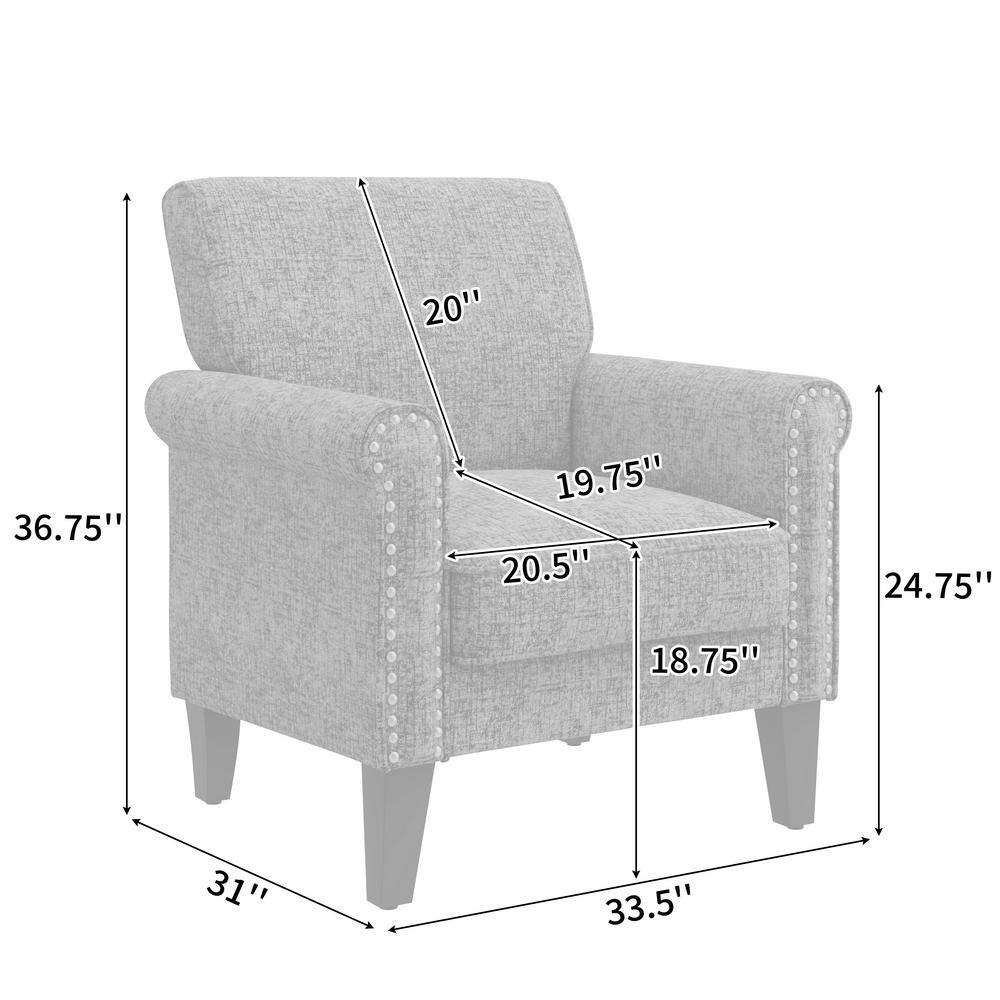 Gold Chenille Barrel Accent Chair with Wood Legs