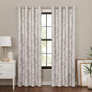 Larissa Leaf Linen Polyester Botanical 50 in. W x 63 in. L Grommet 100% Blackout Curtain (Single Panel)
