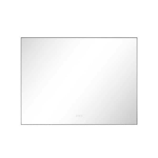 Unbranded 48 in. W x 36 in. H Rectangular Aluminum Framed LED Wall Mount Anti-Fog Modern Decorative Bathroom Vanity Mirror