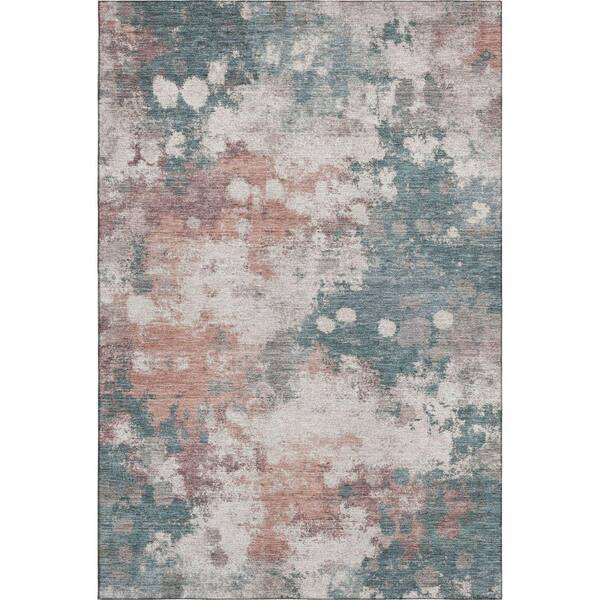 Mayfield Premium Machine Washable Abstract AMF2114 Coral 5 ft. x 7 ft. 6 in. Area Rug