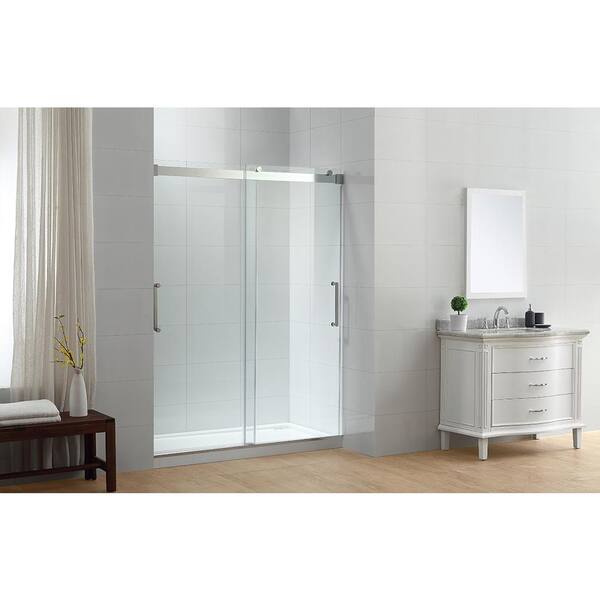 OVE Decors Beacon 60 in. x 78 in. Semi-Frameless Sliding Shower Door in Chrome with Handle
