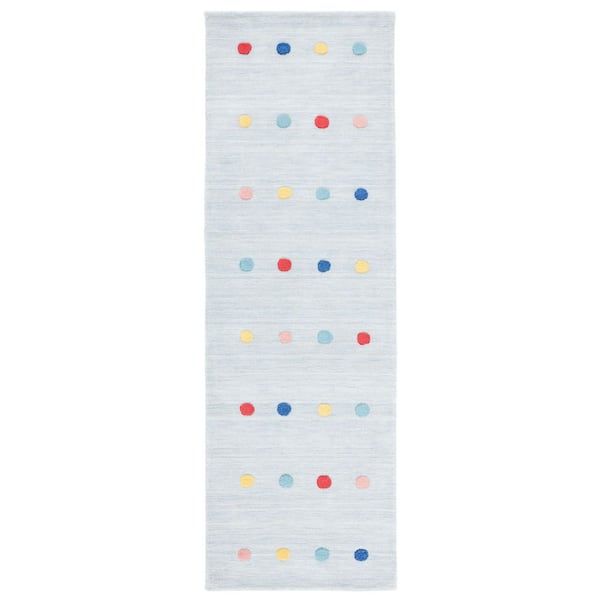 Kids 3 ft. x 8 ft. Gray Polka-Dot Runner Rug