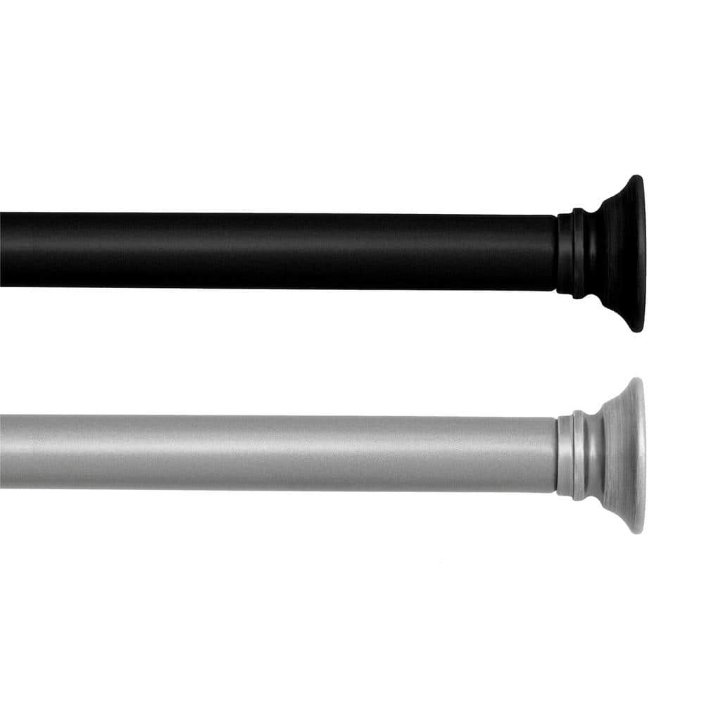 UPC 194590000257 product image for Shaker 48 in. - 86 in. Adjustable 3/4 in. Window Single Curtain Rod in Pewter wi | upcitemdb.com